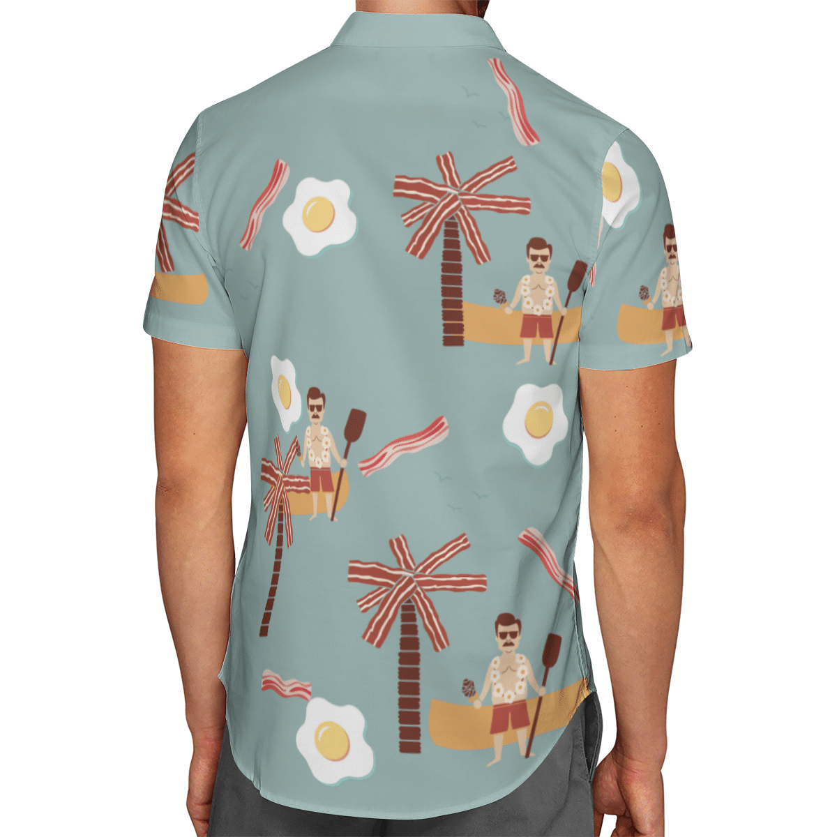 Ron Swanson Bacon Egg AOP Hawaii Shirt