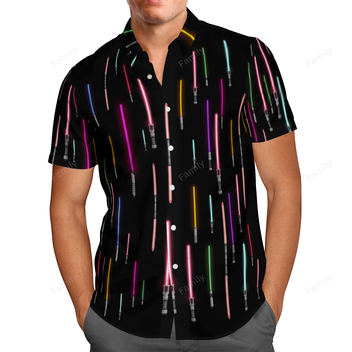 Lightsaber Starwars AOP Hawaii Shirt Black