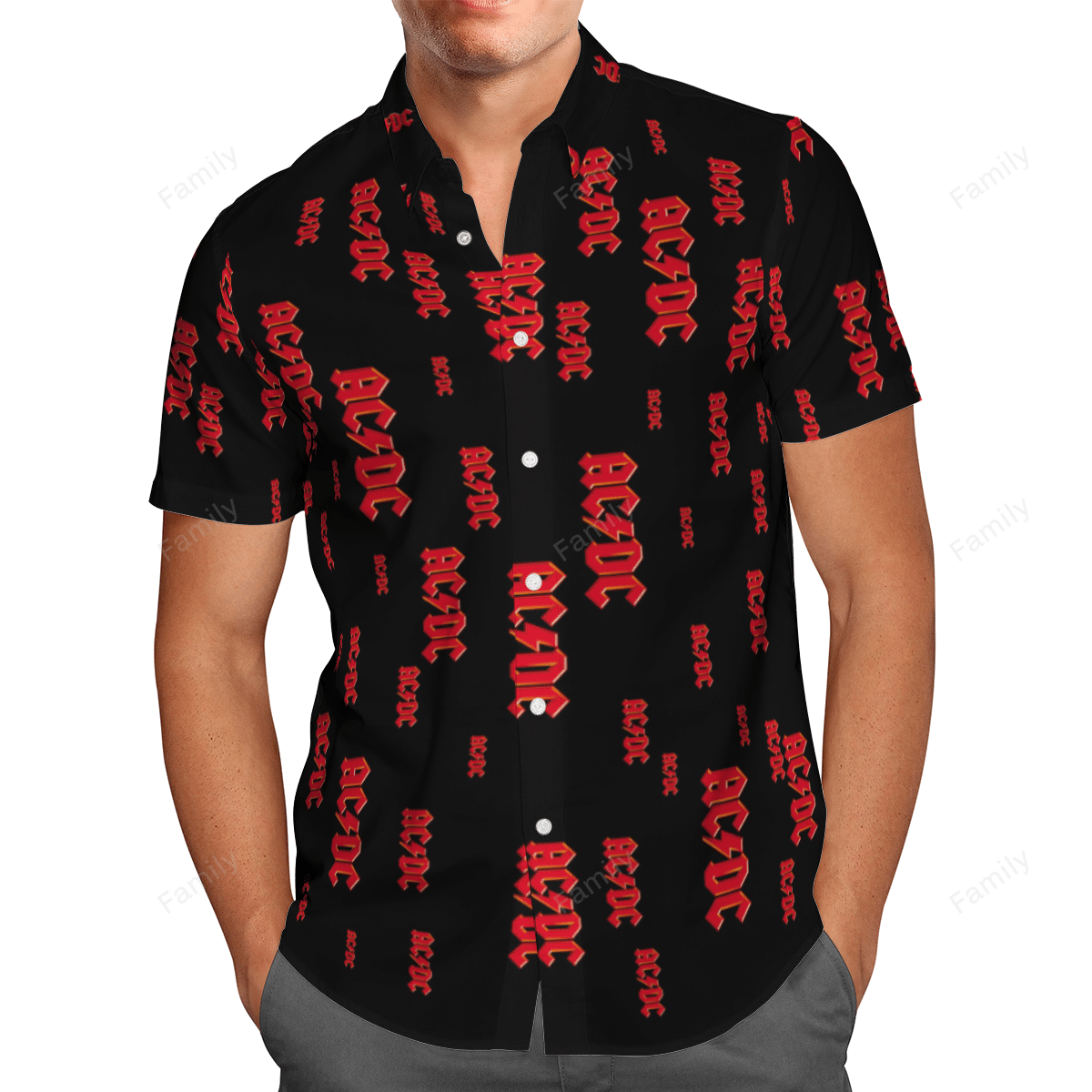 AC/DC AOP Hawaii Shirt Black