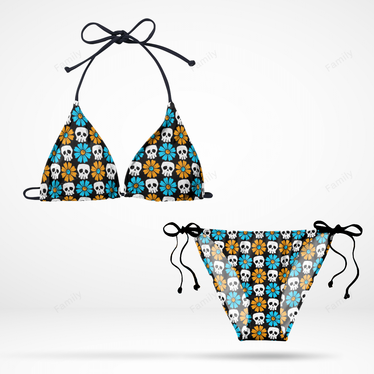 Colorful Skull Flowers Bikini Set