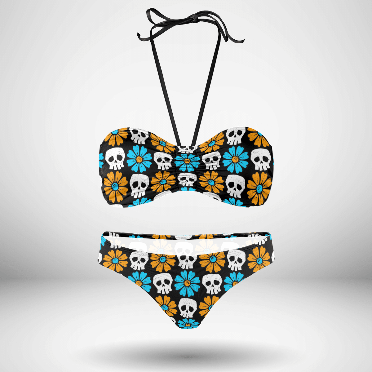 Colorful Skull Flowers Bikini Set