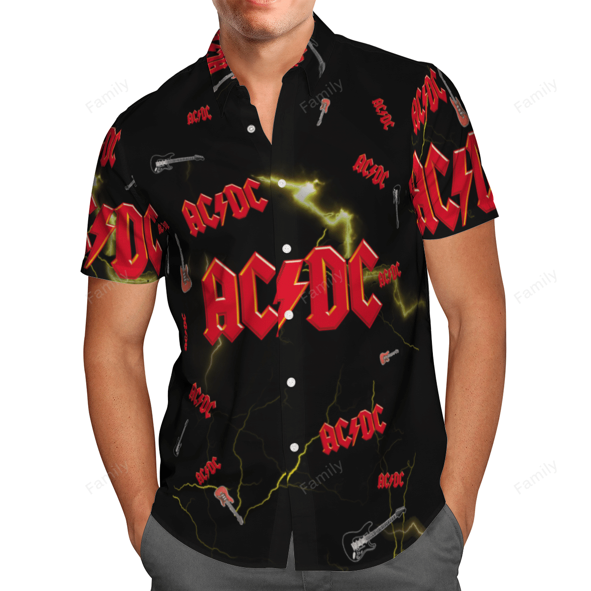 AC/DC Yellow Lightning AOP Hawaii Shirt