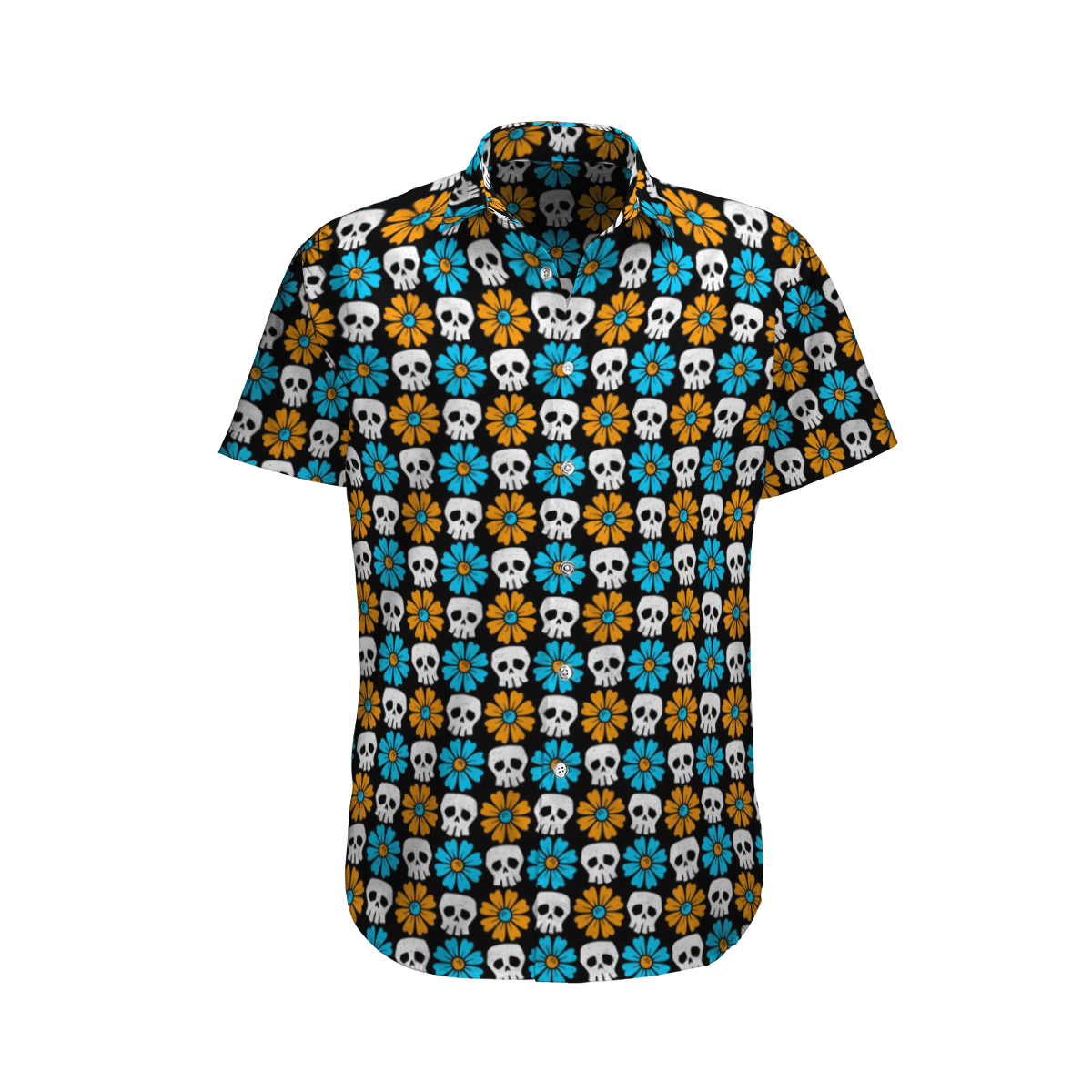 Colorful Skull Flowers Hawaiian Shirt