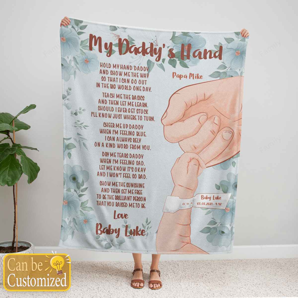 My Daddy's Hand- Customized Blanket