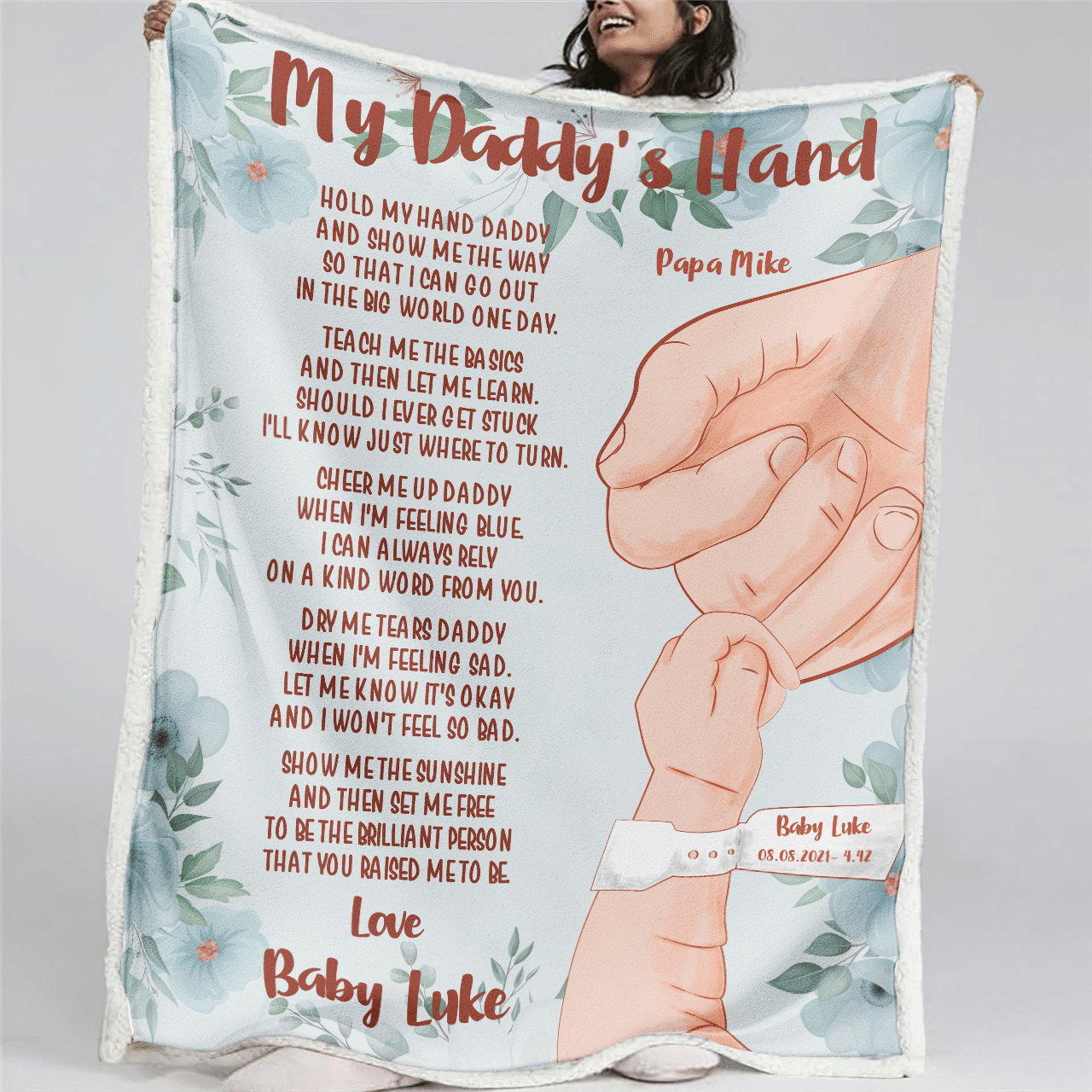 My Daddy's Hand- Customized Blanket