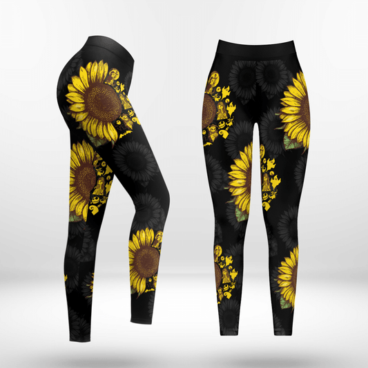 Sunflowers Hollow Out Leggings