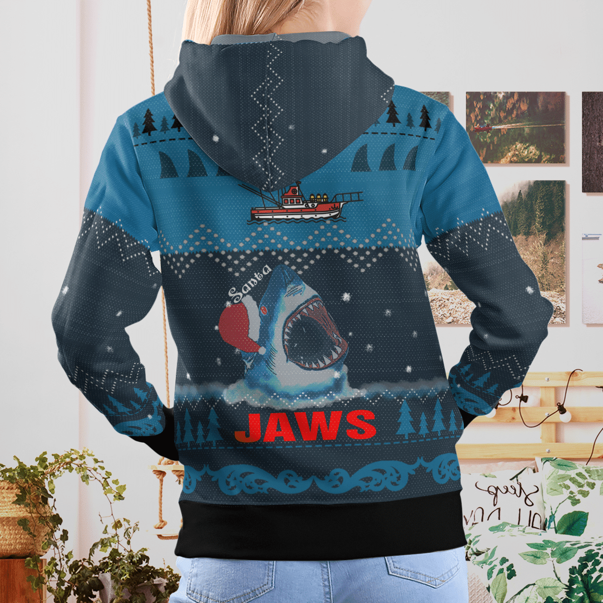 Jaws Christmas Style Hoodie - Sweatshirt