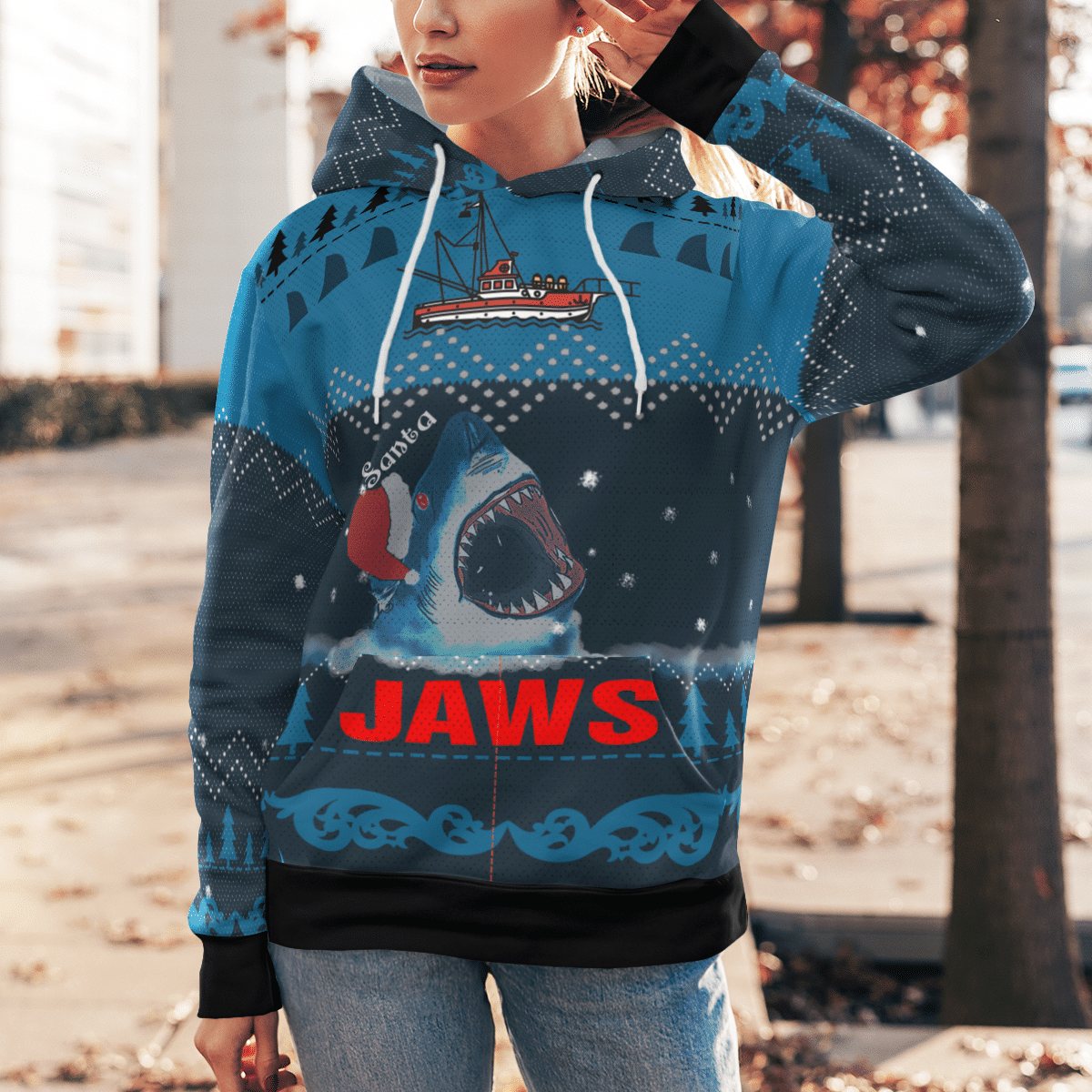 Jaws Christmas Style Hoodie - Sweatshirt