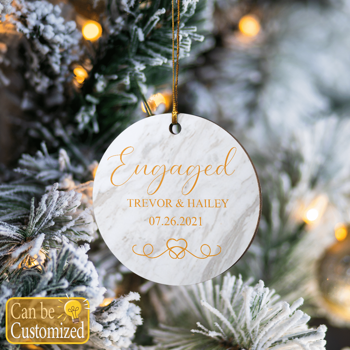 Personalized Engaged Christmas Ornament