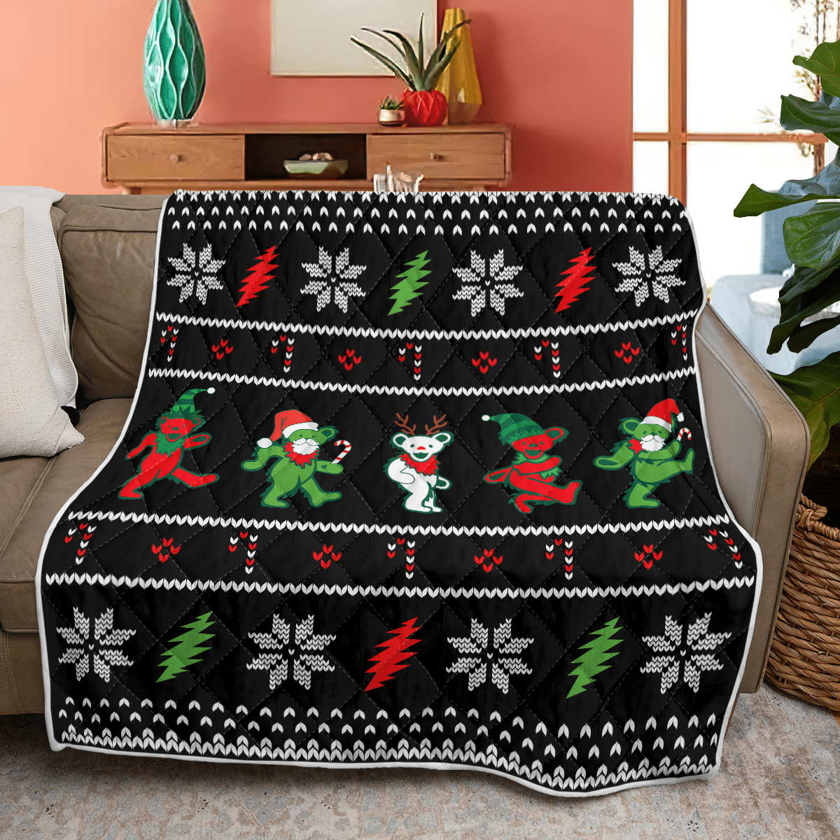 GD Jingle Bears Christmas Fleece Blanket - Quilt