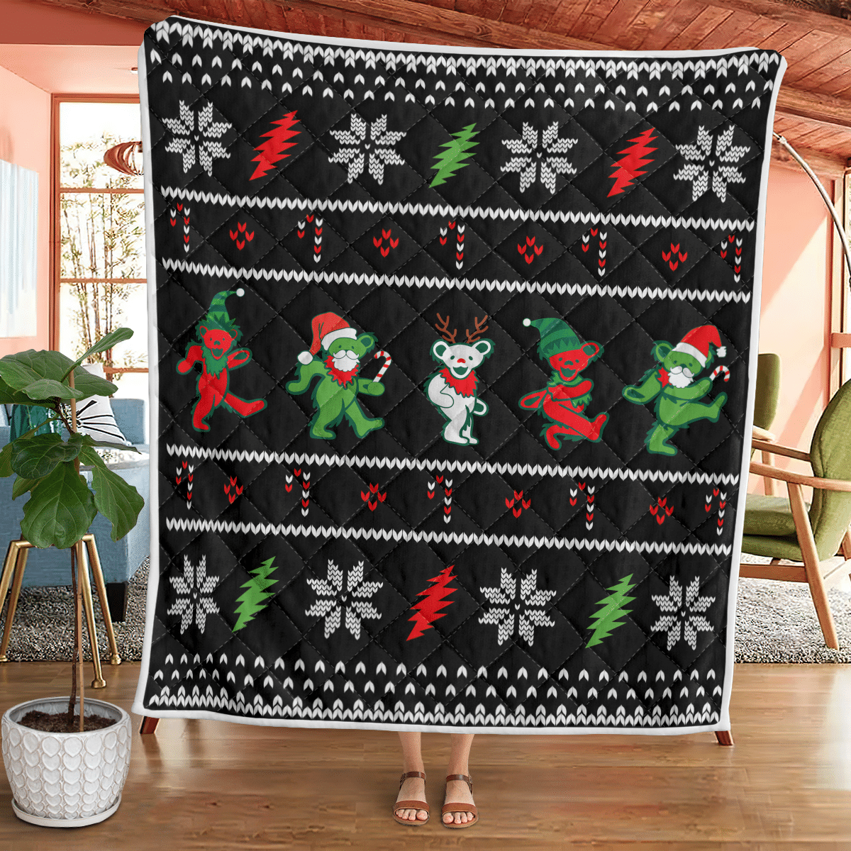 GD Jingle Bears Christmas Fleece Blanket - Quilt