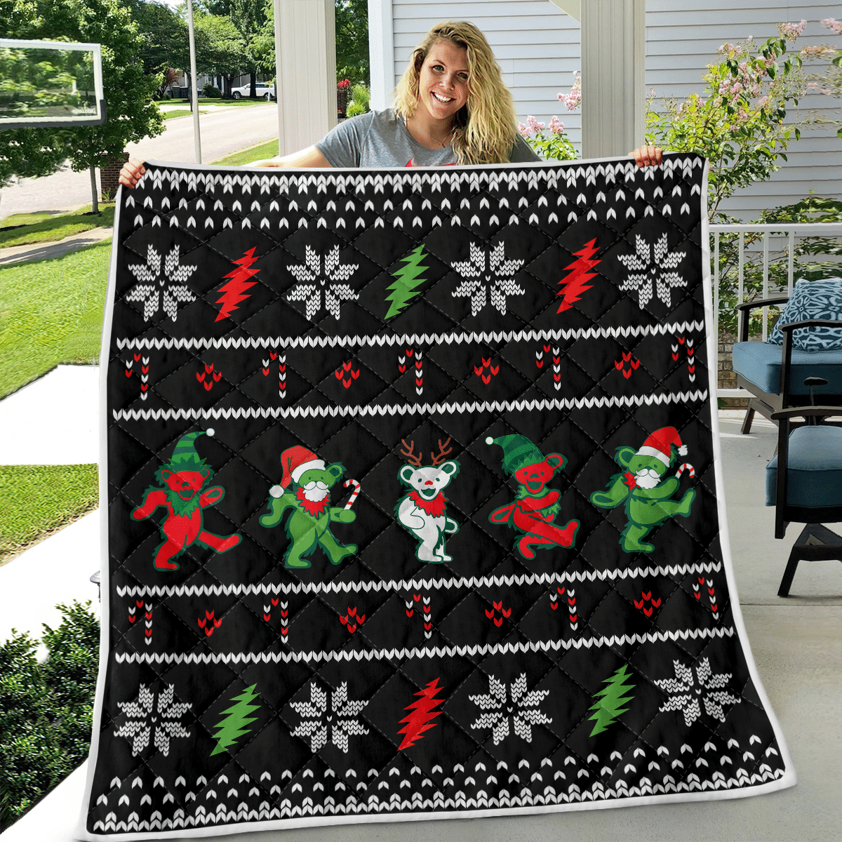 GD Jingle Bears Christmas Fleece Blanket - Quilt