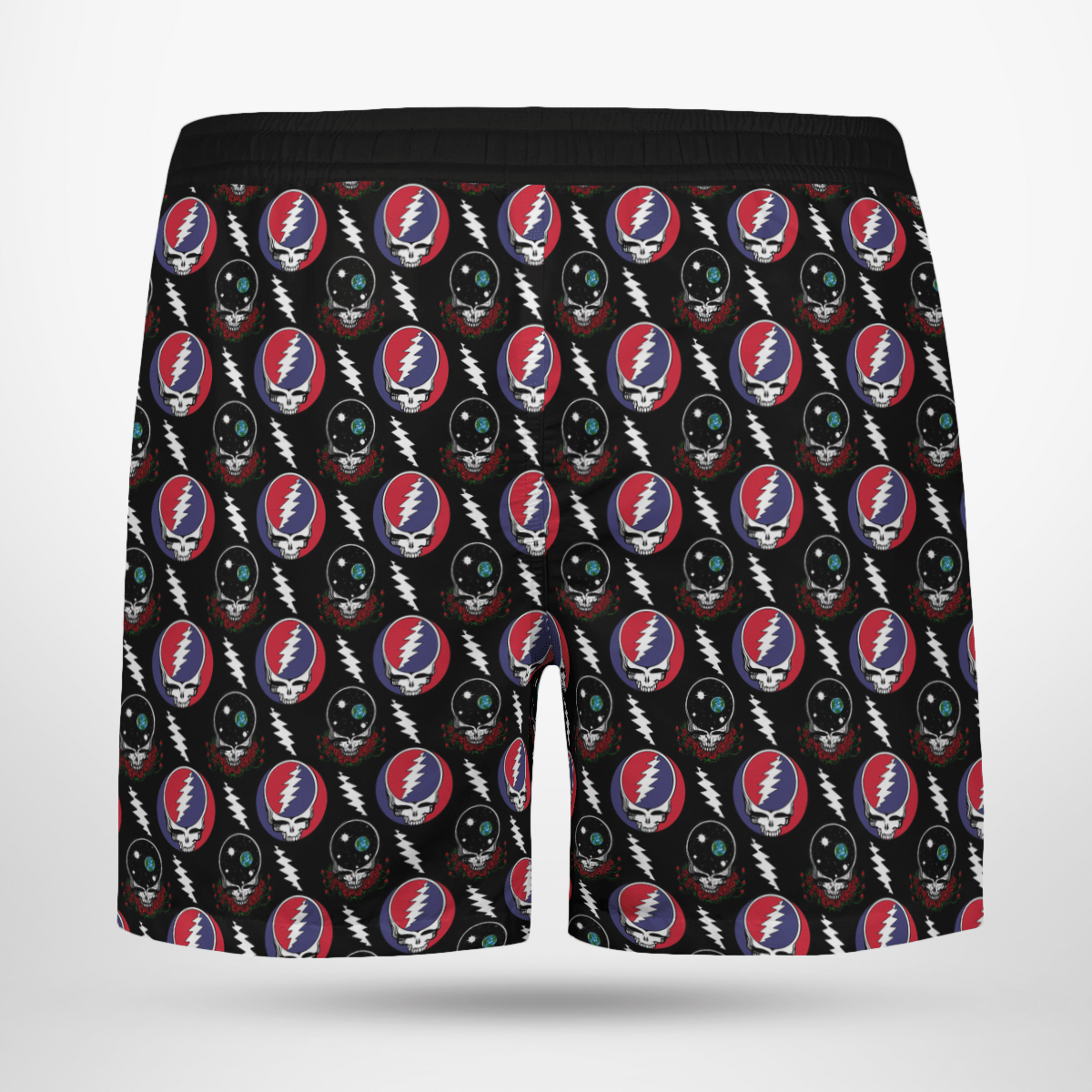 Grateful Dead Black AOP Beach Shorts