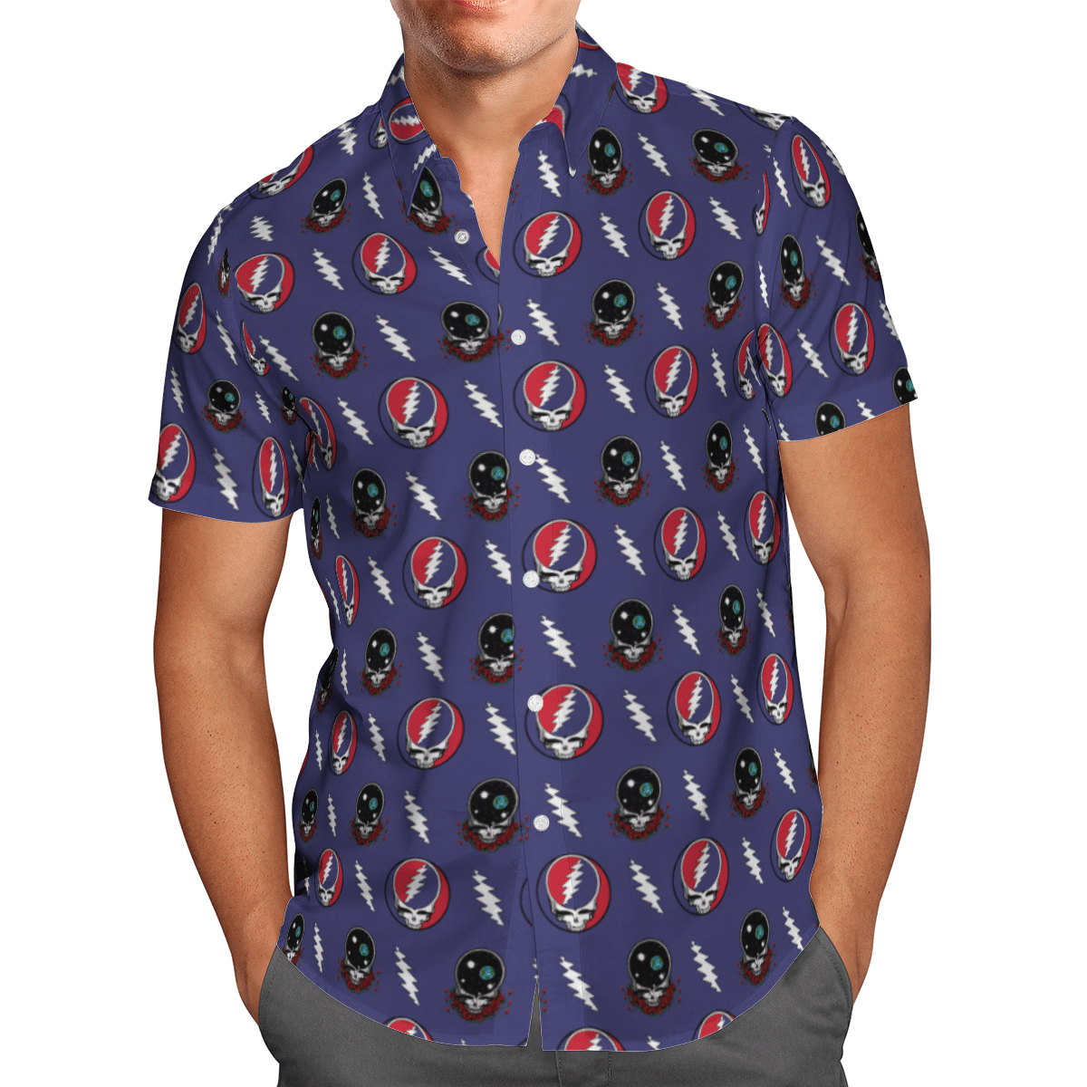 Grateful Dead Navy Hawaiian Shirt