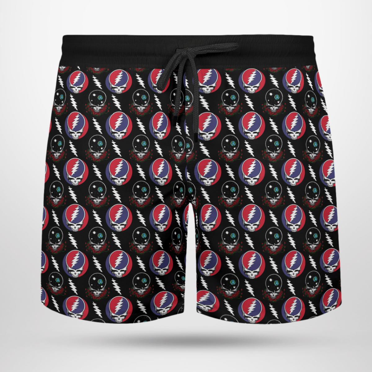 Grateful Dead Black AOP Beach Shorts