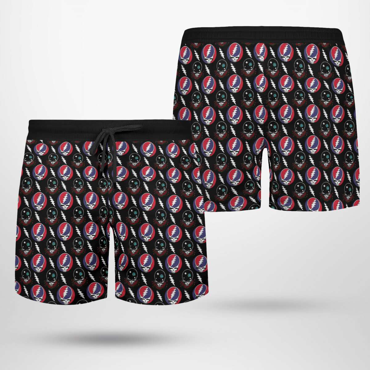 Grateful Dead Black AOP Beach Shorts