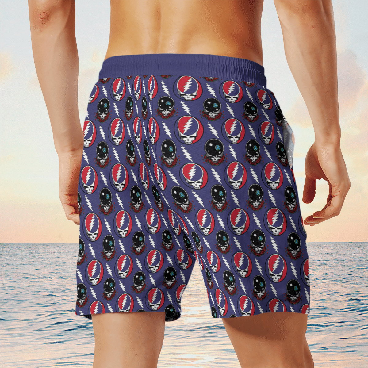 Grateful Dead Navy AOP Beach Shorts