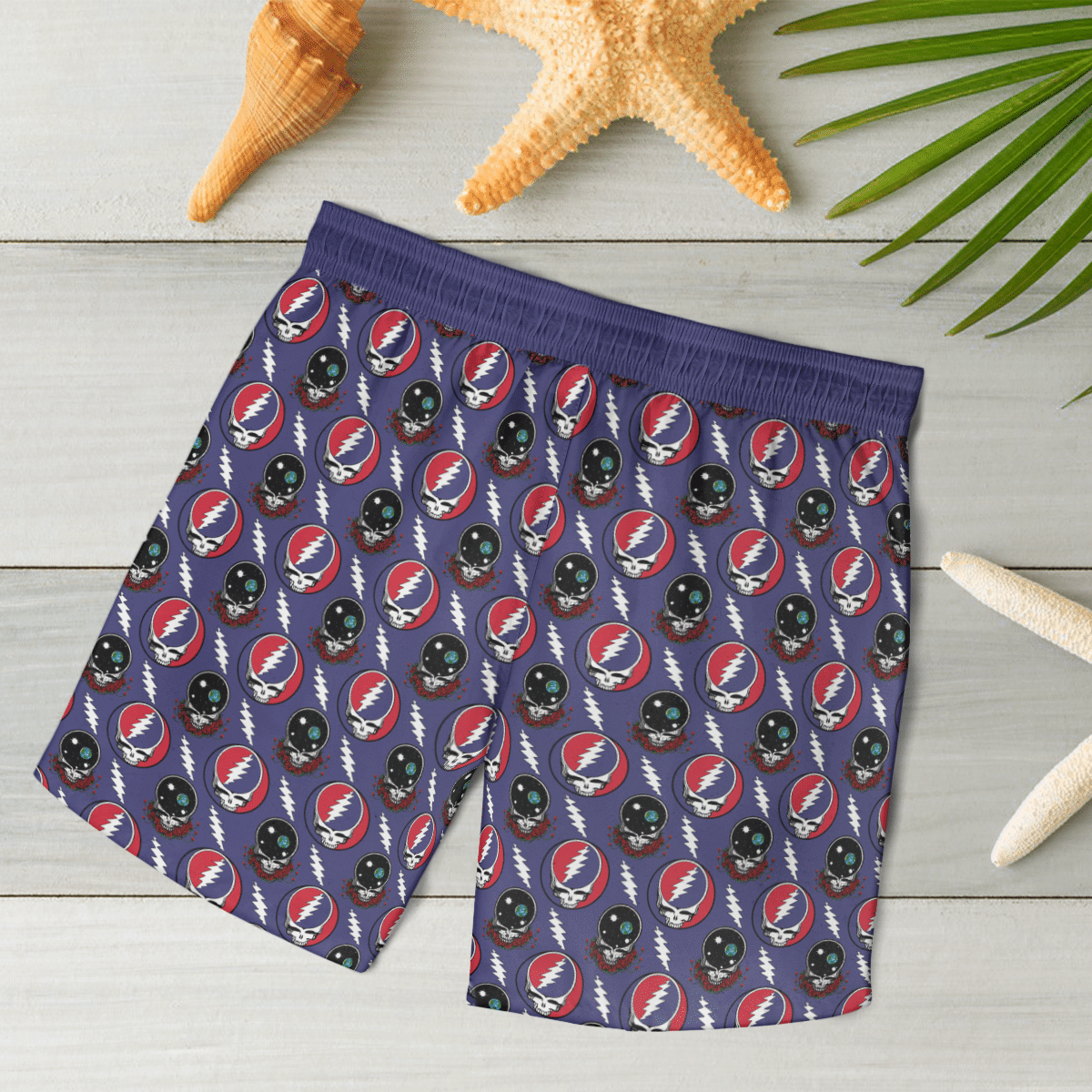 Grateful Dead Navy AOP Beach Shorts