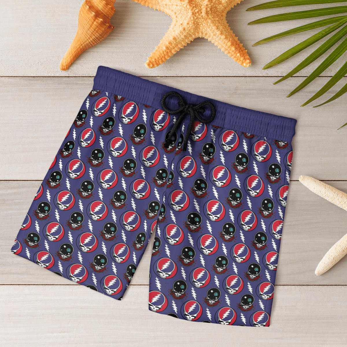 Grateful Dead Navy AOP Beach Shorts