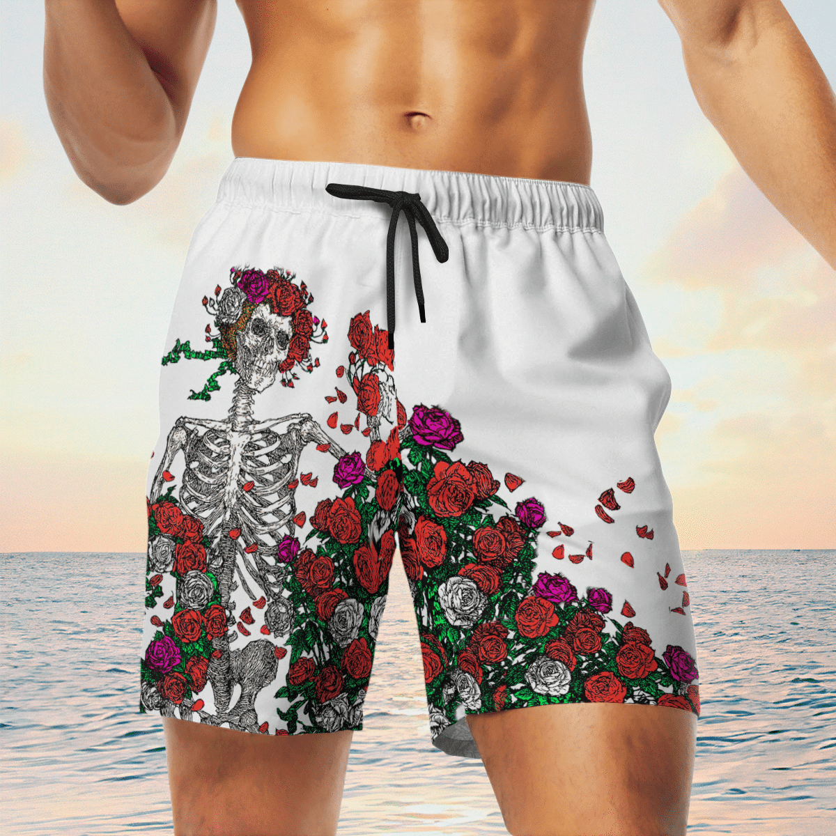 Skull & Roses AOP Beach Shorts