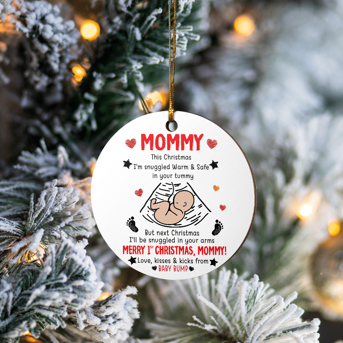 Merry 1st Christmas, Mommy Ornament Mug Christmas Gift