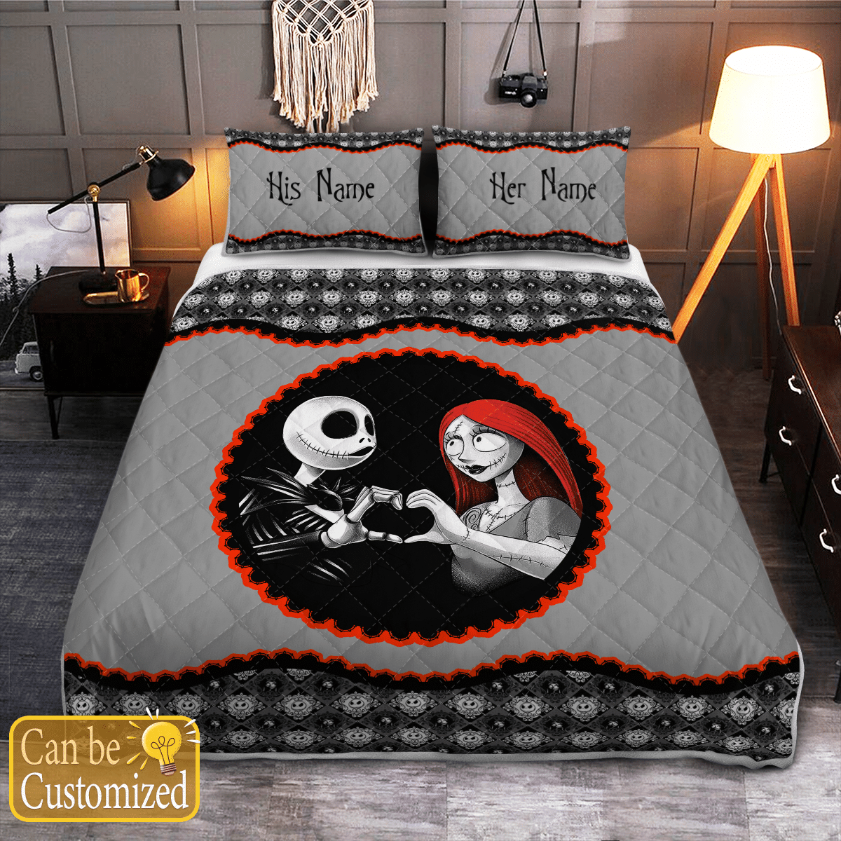 Personalized Couple Romantic Love Nightmare Quilt - Bedding Set
