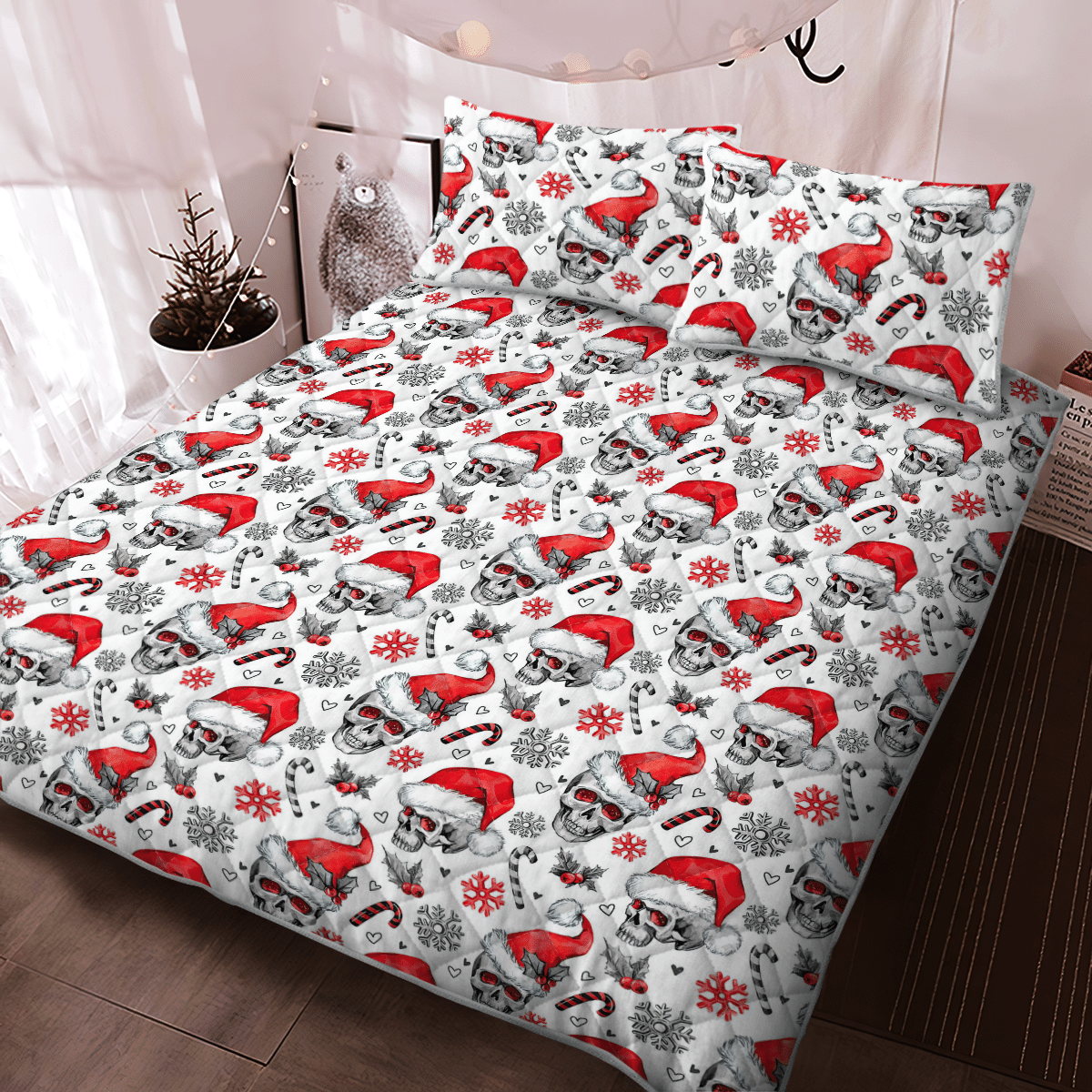 Skull Christmas Quilt - Bedding Set