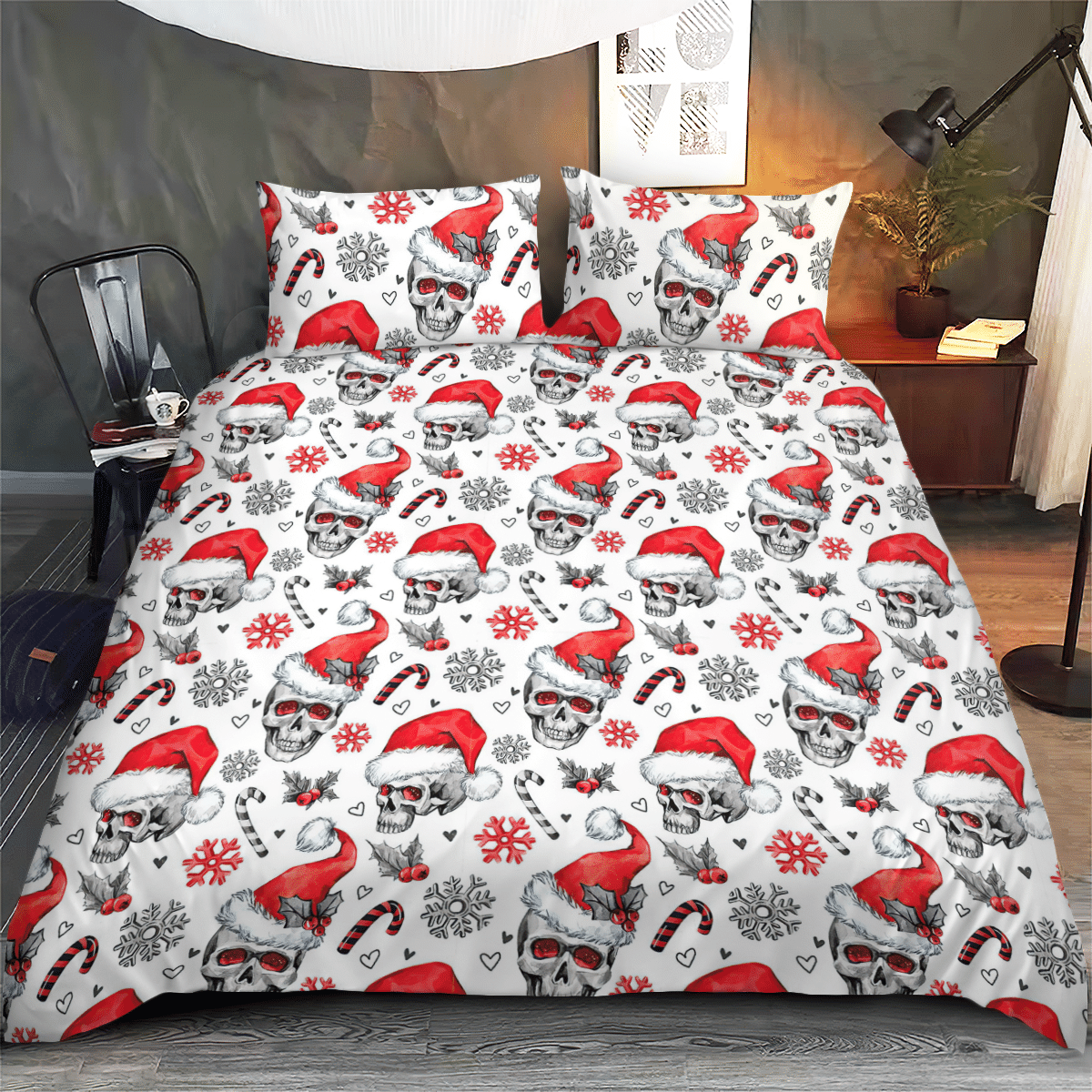 Skull Christmas Quilt - Bedding Set