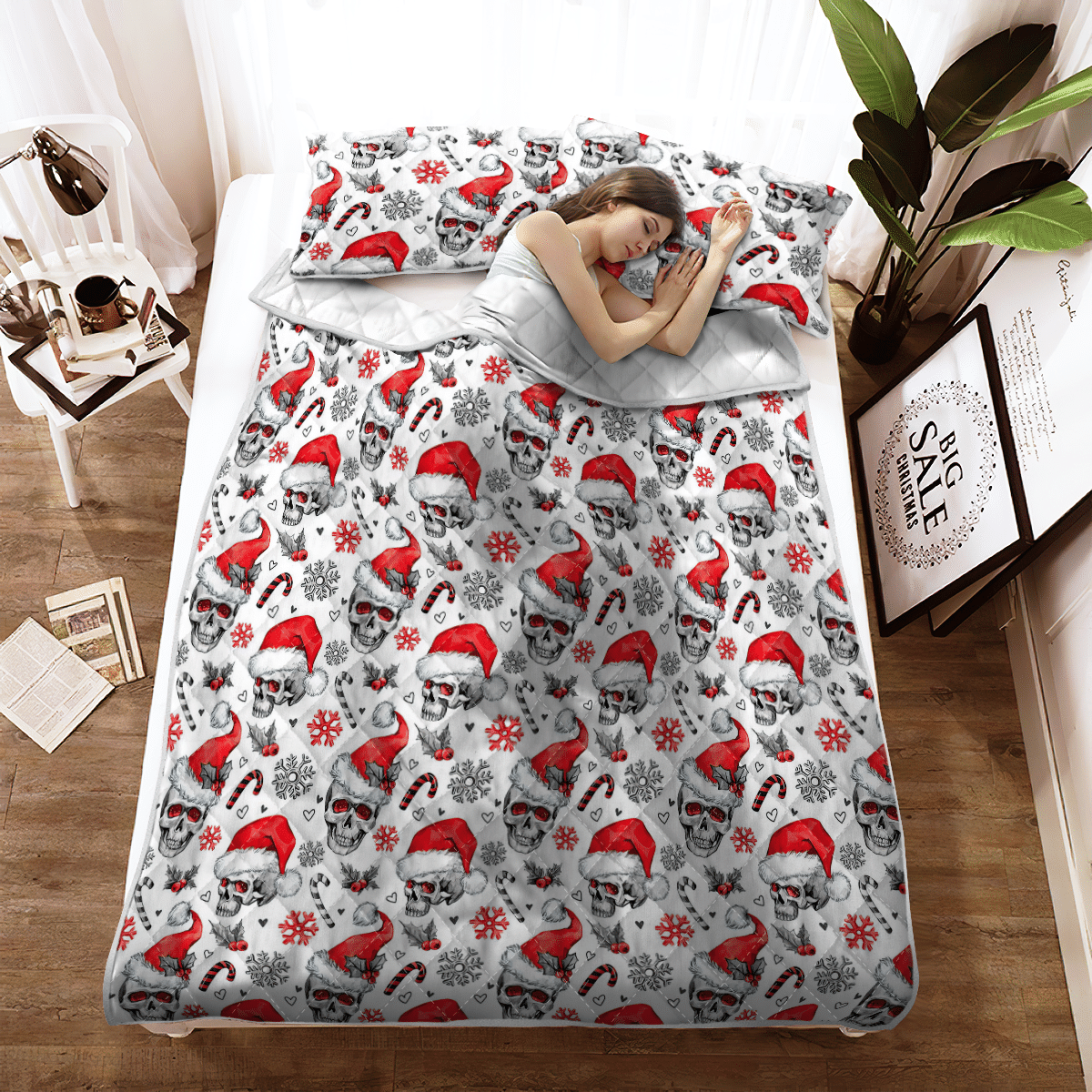 Skull Christmas Quilt - Bedding Set