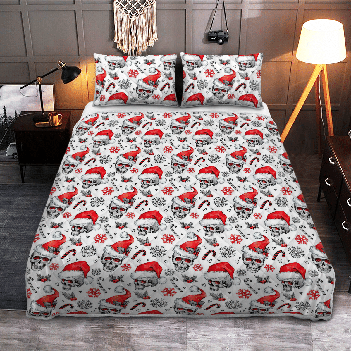 Skull Christmas Quilt - Bedding Set