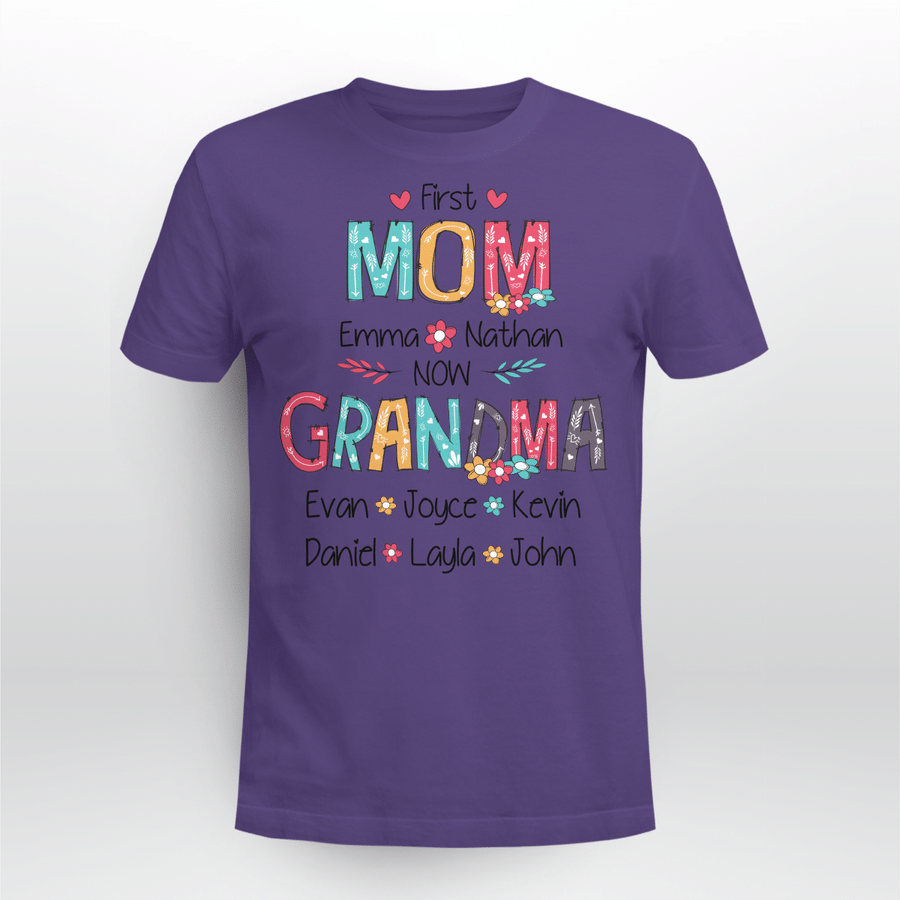 Personalized First Mom Now Grandma T-shirt