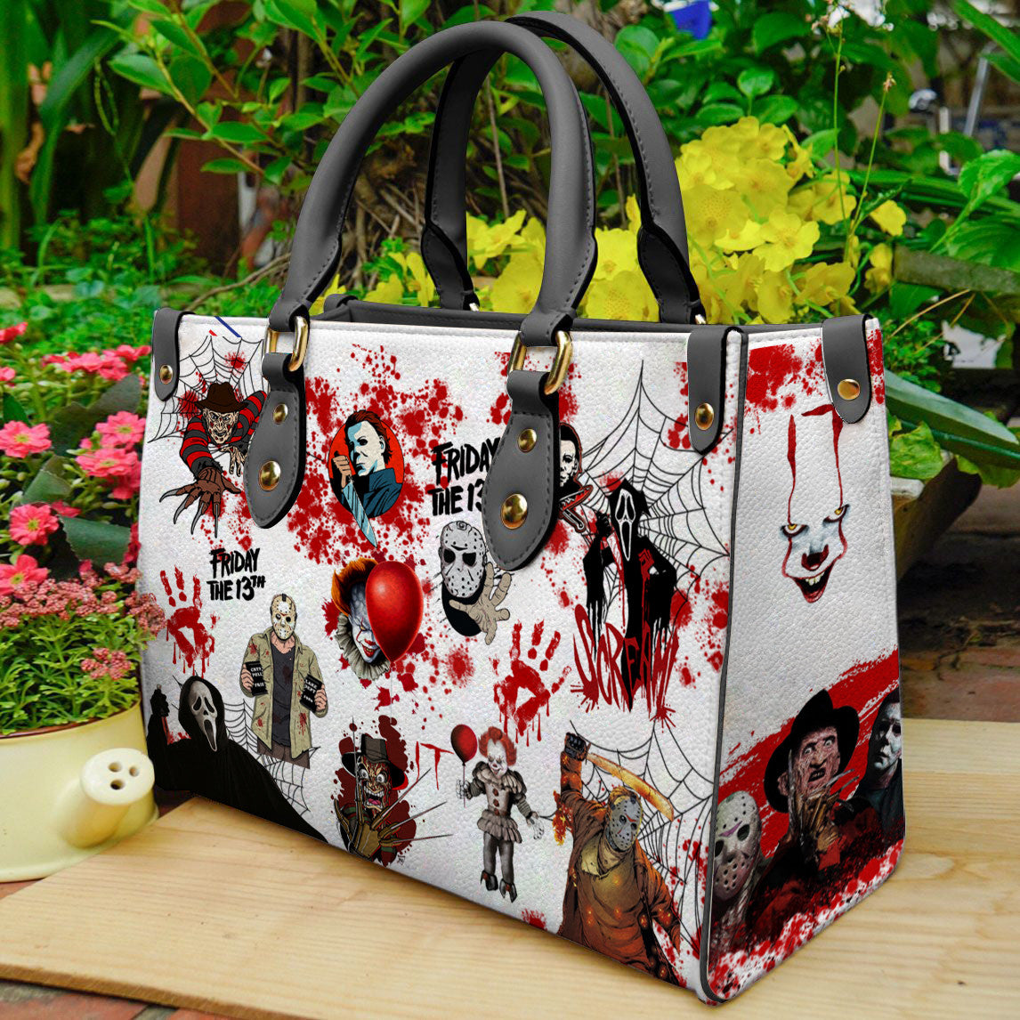 Horror Characters Leather Handbag Women's Tote Bag