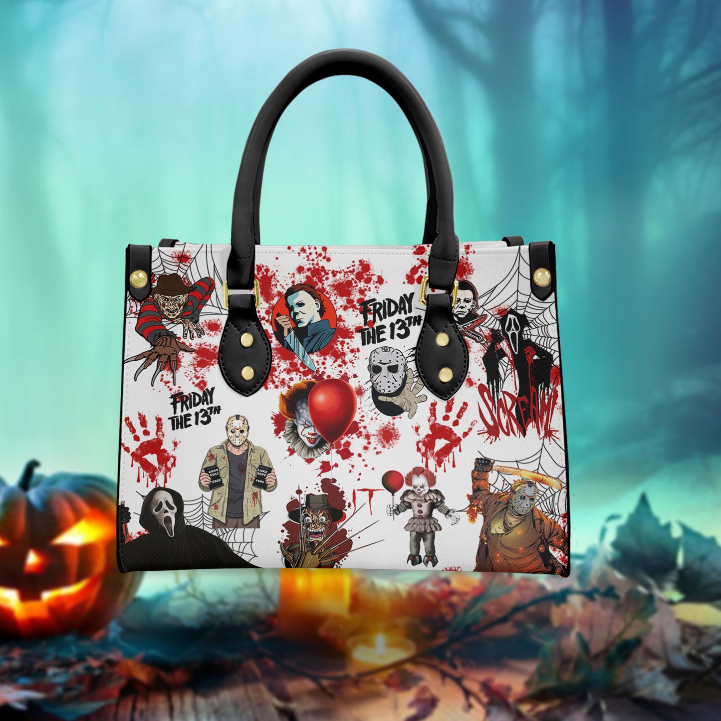 Horror Characters Leather Handbag Women's Tote Bag